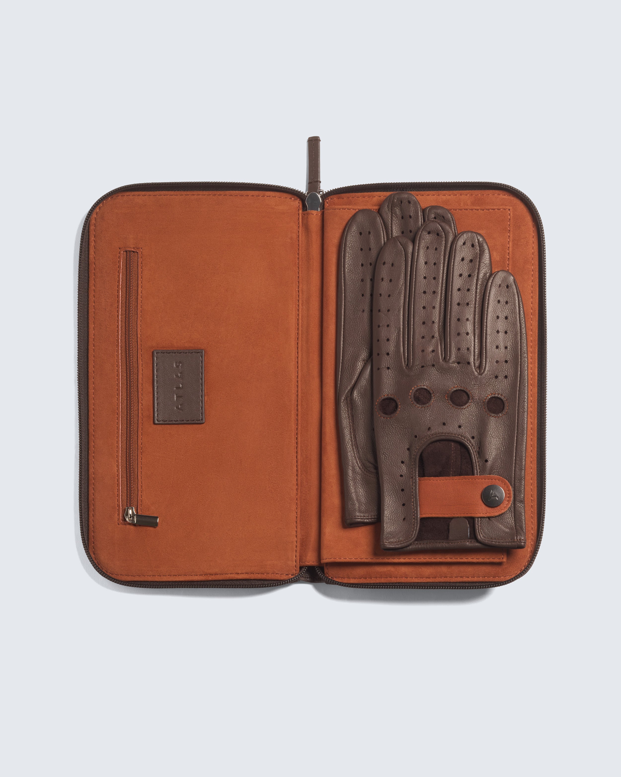 Leather Racing Gloves with Zip-Case