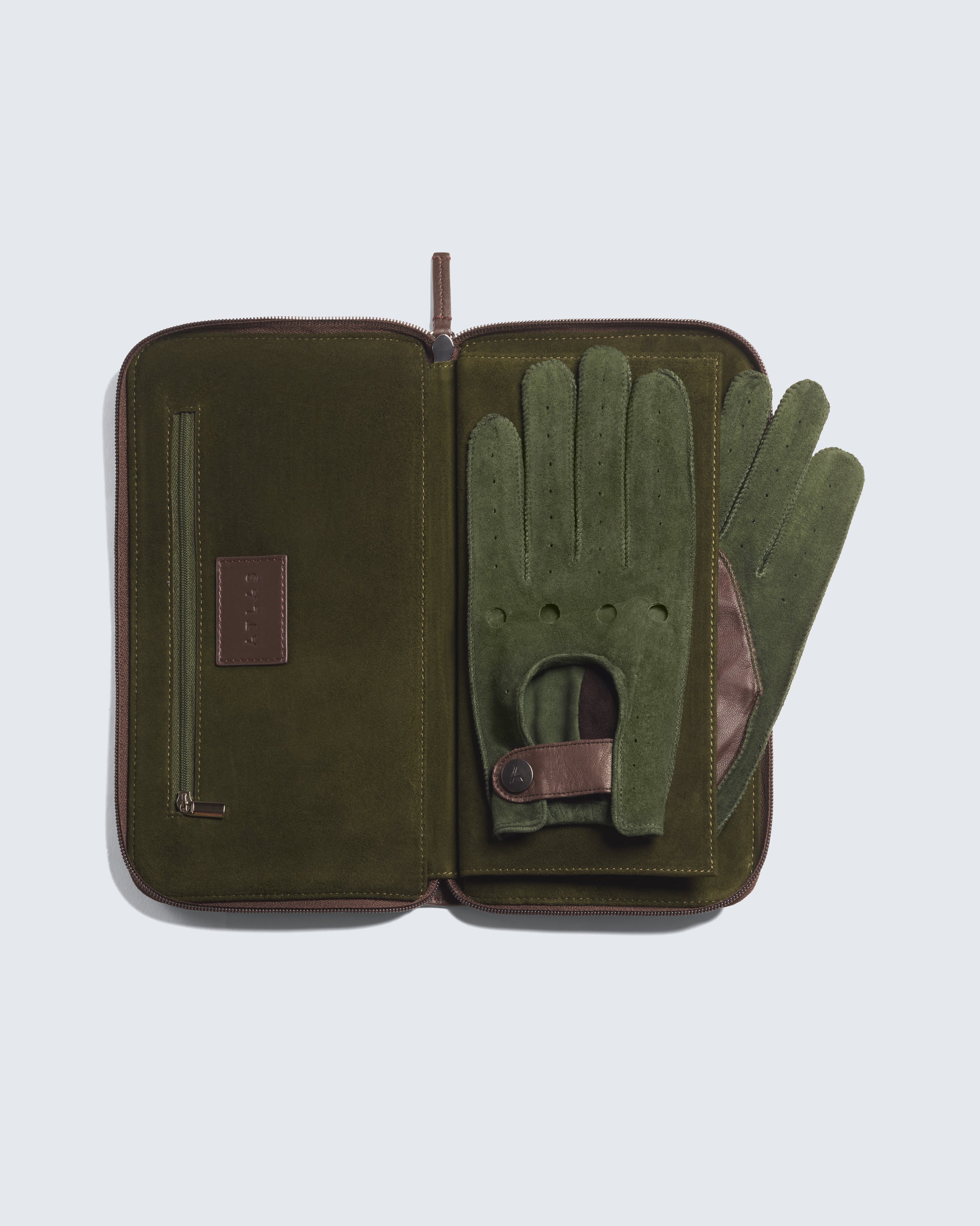 Suede Racing Gloves with Zip-Case