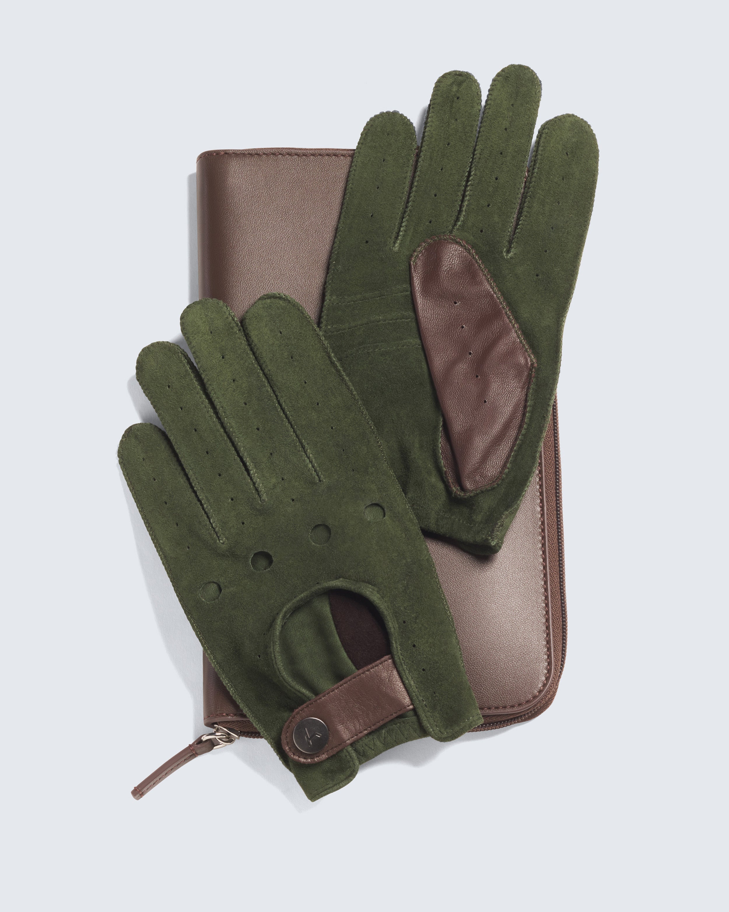 Suede Racing Gloves with Zip-Case